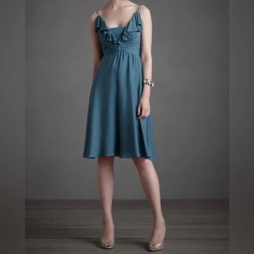 Quillaree BHLDN Anthropologie Silk Couplet Dresses NWOT Sz 8 Teal Blue
